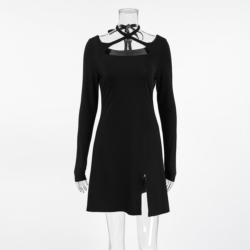 Gothic Halter Neck Cut-Out Mini Dress