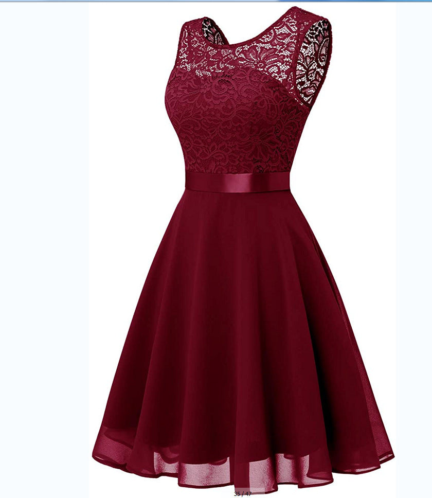 Ethereal Lace & Chiffon A-Line Cocktail Dress