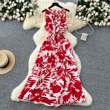 Bohemian Floral Sleeveless Maxi Dress