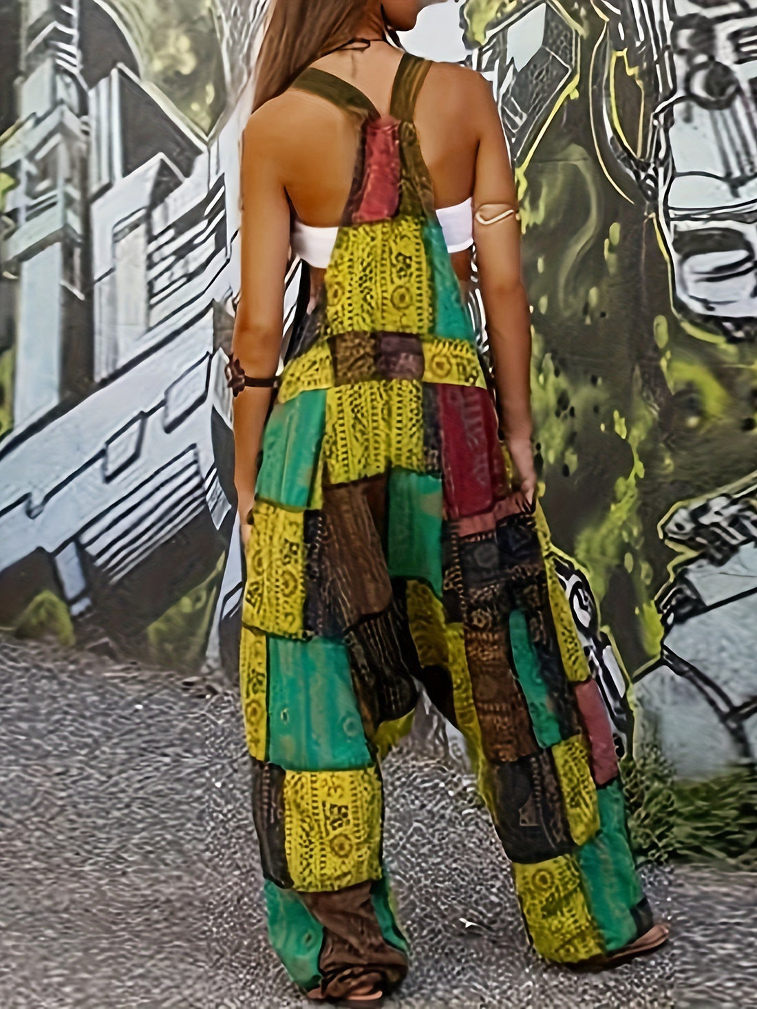 Boho Artisan Patchwork Harem Overalls