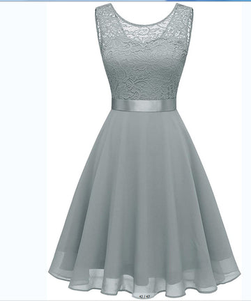 Ethereal Lace & Chiffon A-Line Cocktail Dress