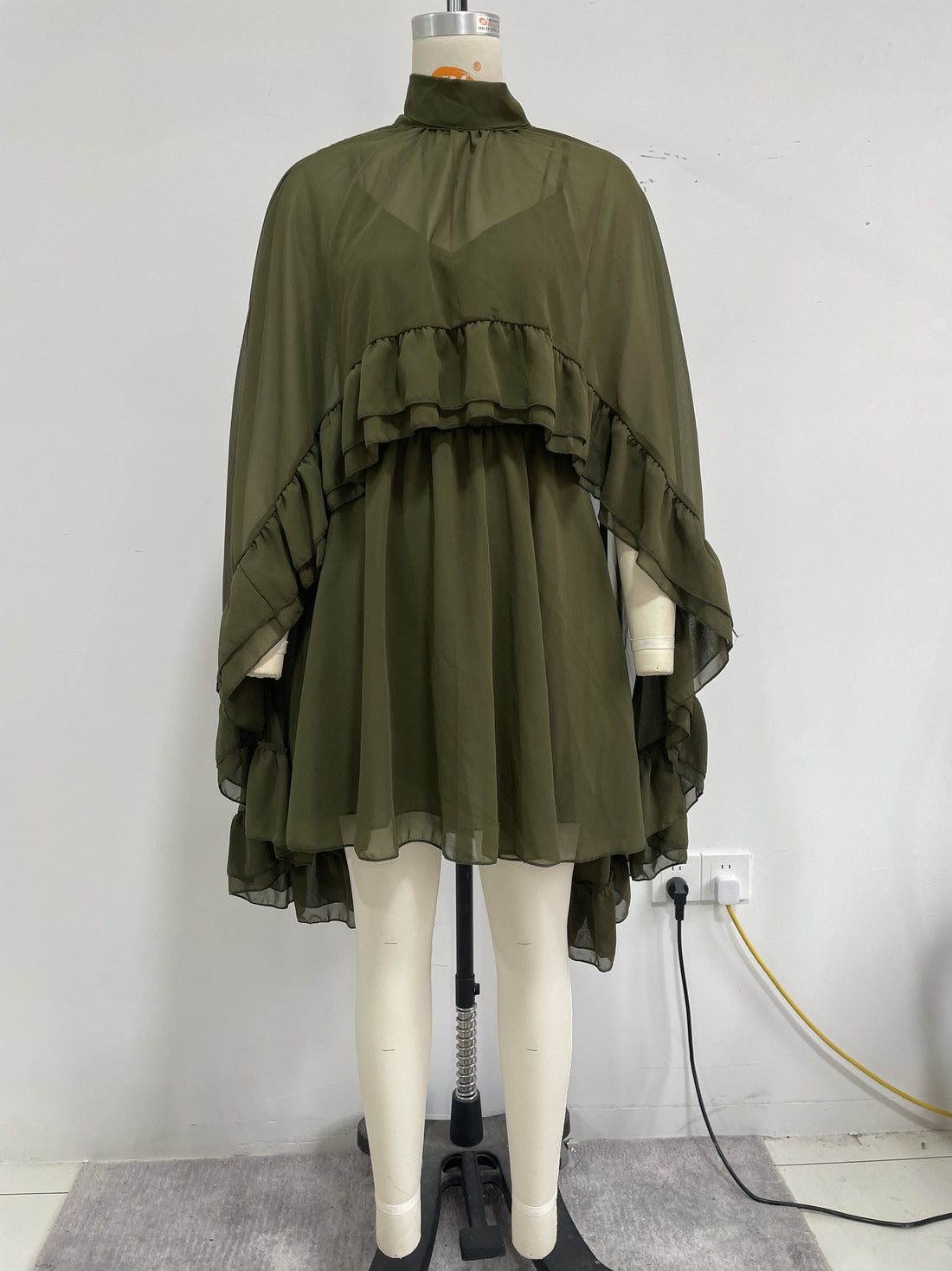 Aurelia Ruffled Cape Mini Dress