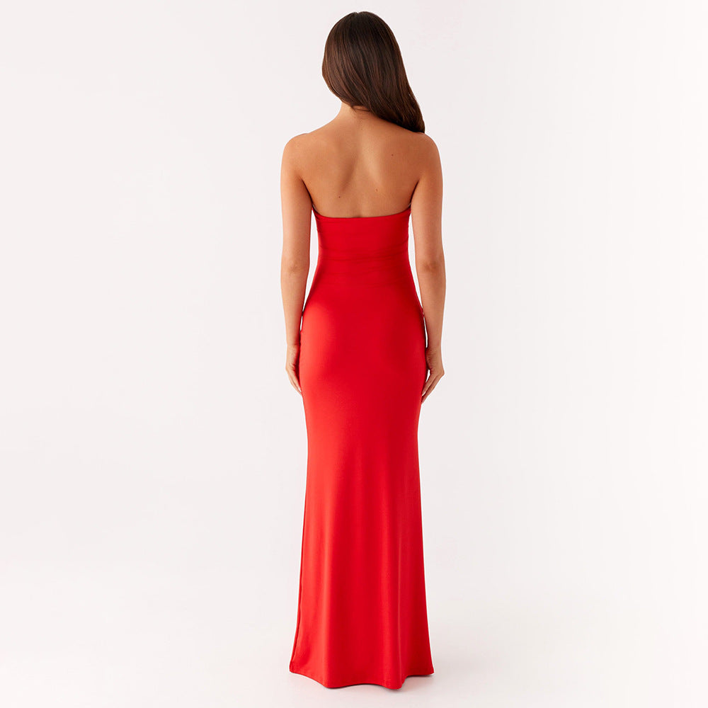 Gilded Flora Cut-Out Strapless Maxi Gown