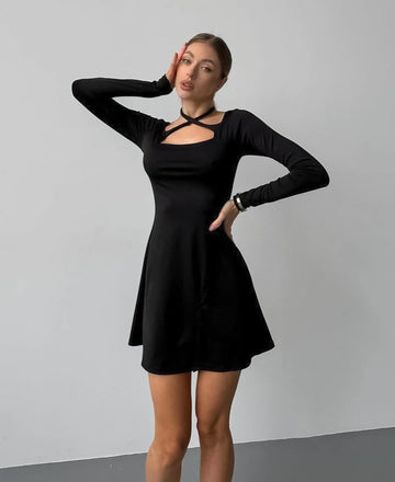Gothic Halter Neck Cut-Out Mini Dress