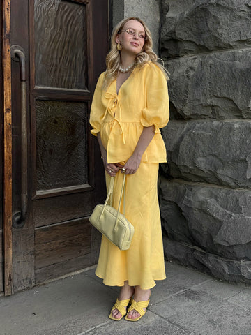 Tie-Front Peplum Top & Maxi Skirt