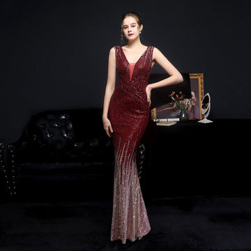 Celestial Shimmer Iridescent Sequin Mermaid Gown