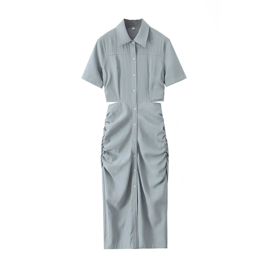 Sculptural Asymmetrical Ruched Maxi Dress